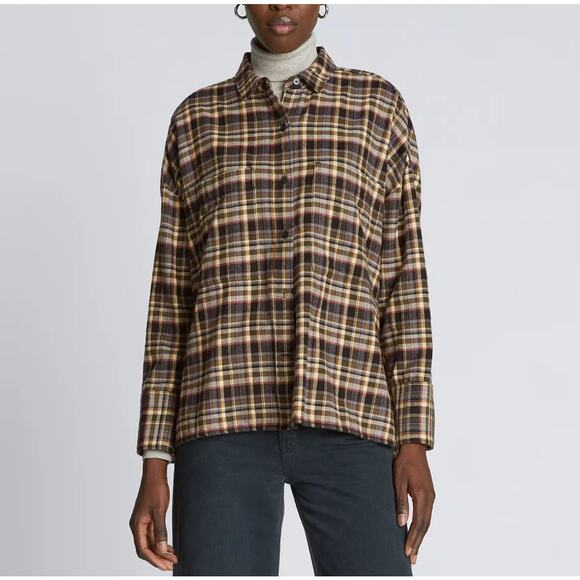 Everlane The Boxy Flannel Casual Button Down Shirt in Plaid XS NWT - Picture 3 of 13
